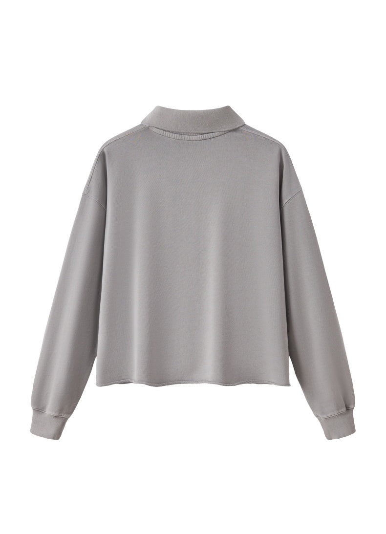 Washed Boxy V-Neck Terry Sweatshirt