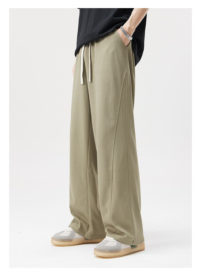 Panelled Twill Relaxed Straight-Leg Pants