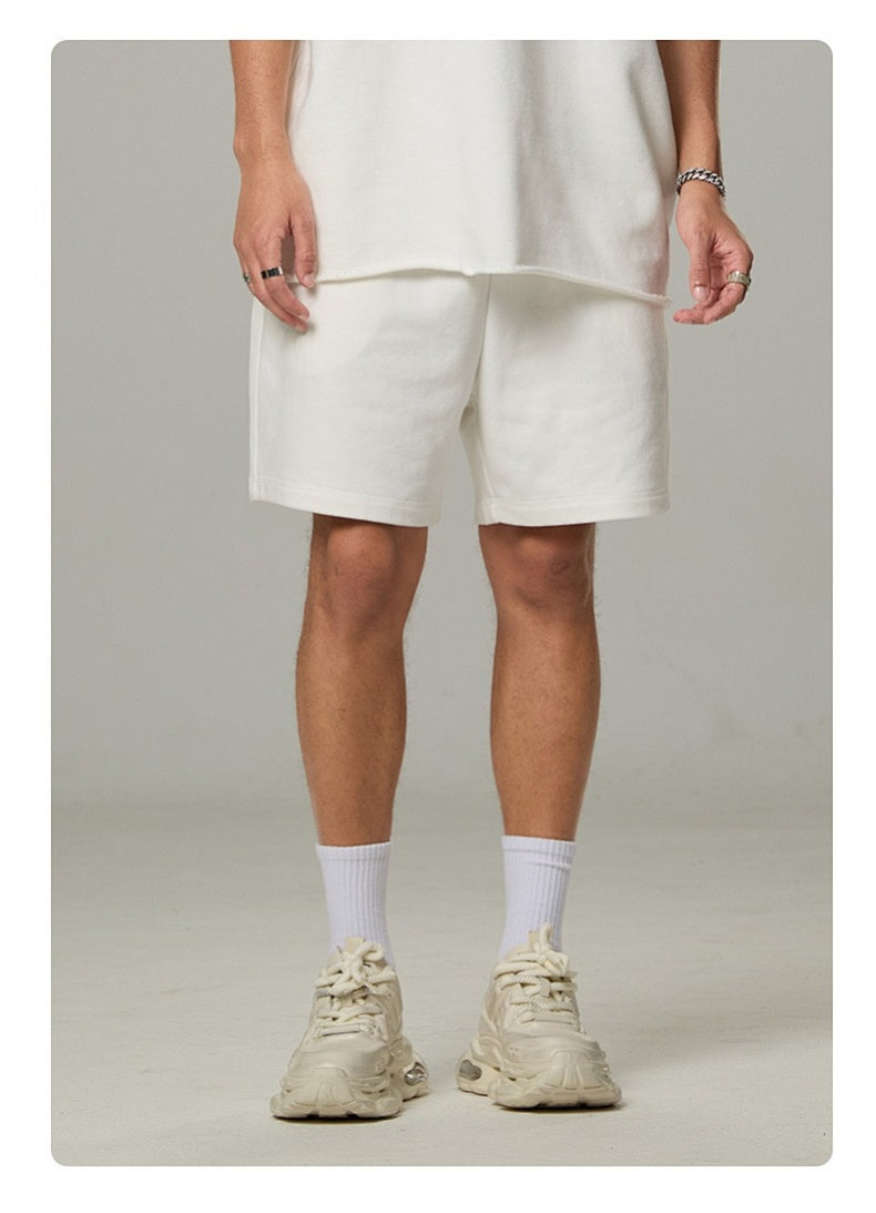 Washed Heavyweight Casual Drawstring Shorts