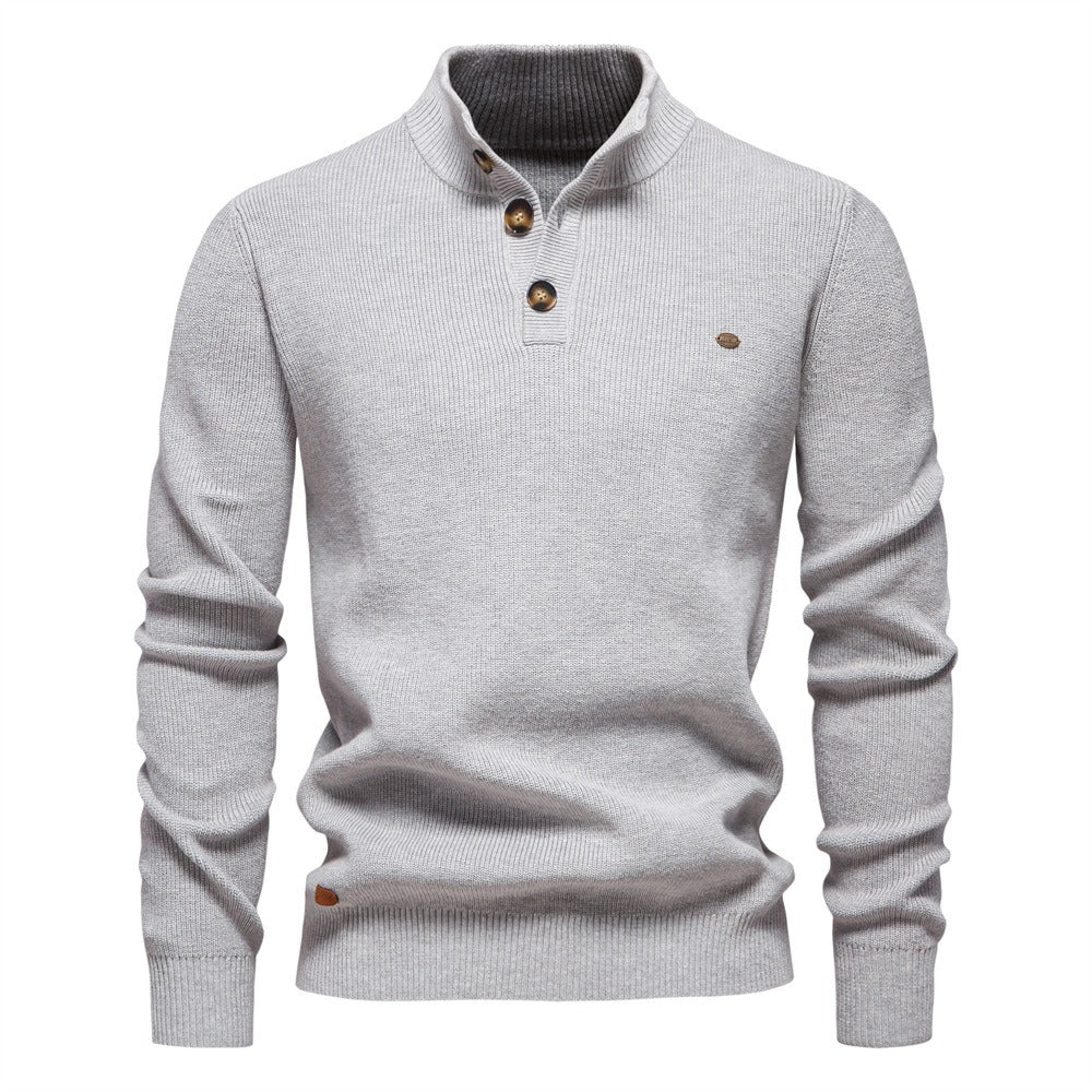 Men's Buttoned Turtleneck Sweater