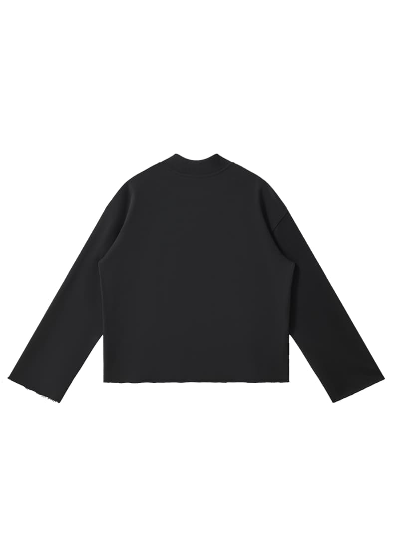 Distressed Boxy Mock Neck Streetwear Sweatshirt