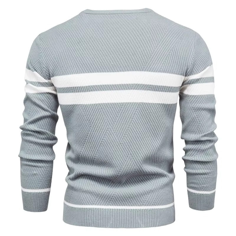 Men's Casual Striped Crew Neck Sweater