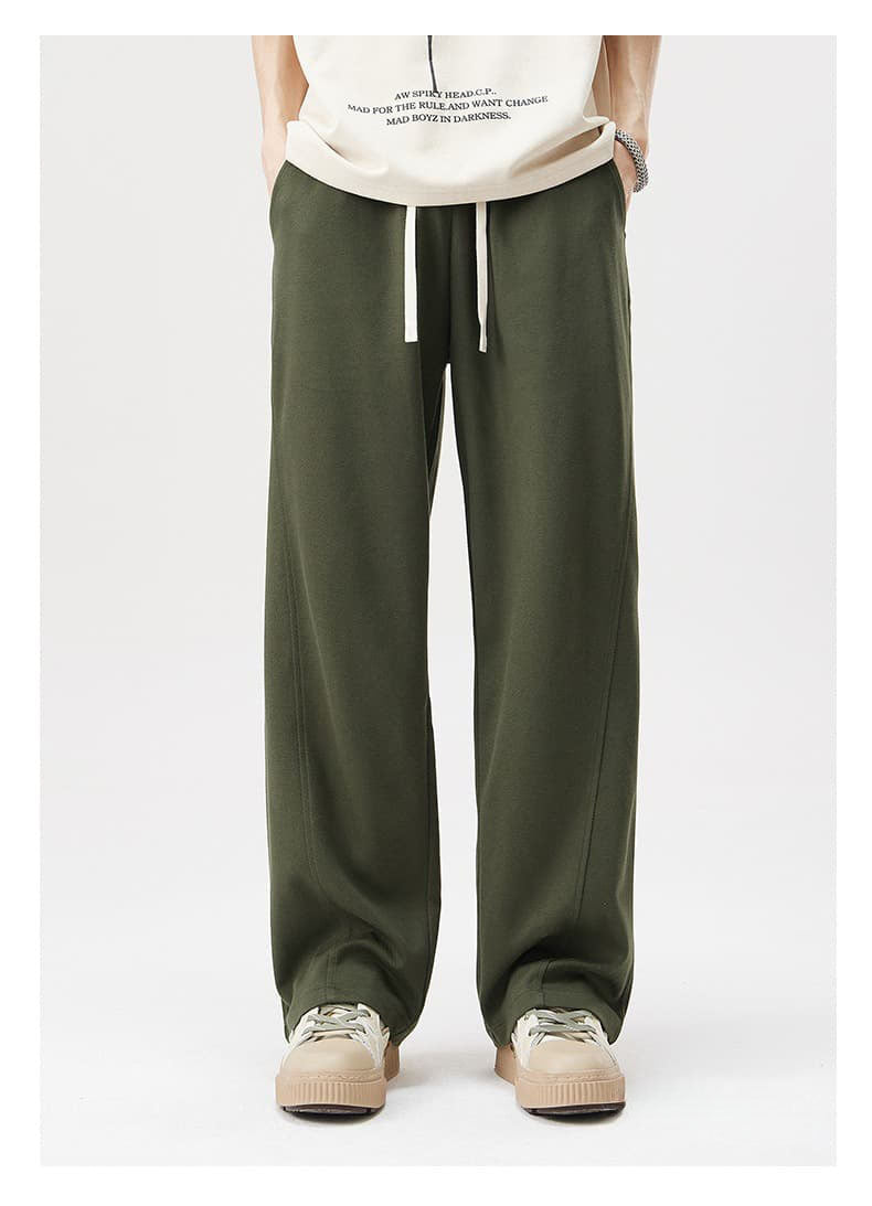 Panelled Twill Relaxed Straight-Leg Pants