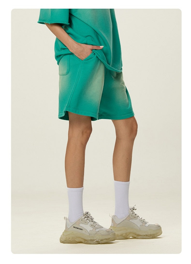 Washed Heavyweight Casual Drawstring Shorts