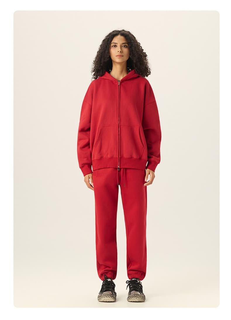 Washed Boxy Double Zip Hoodie Jacket