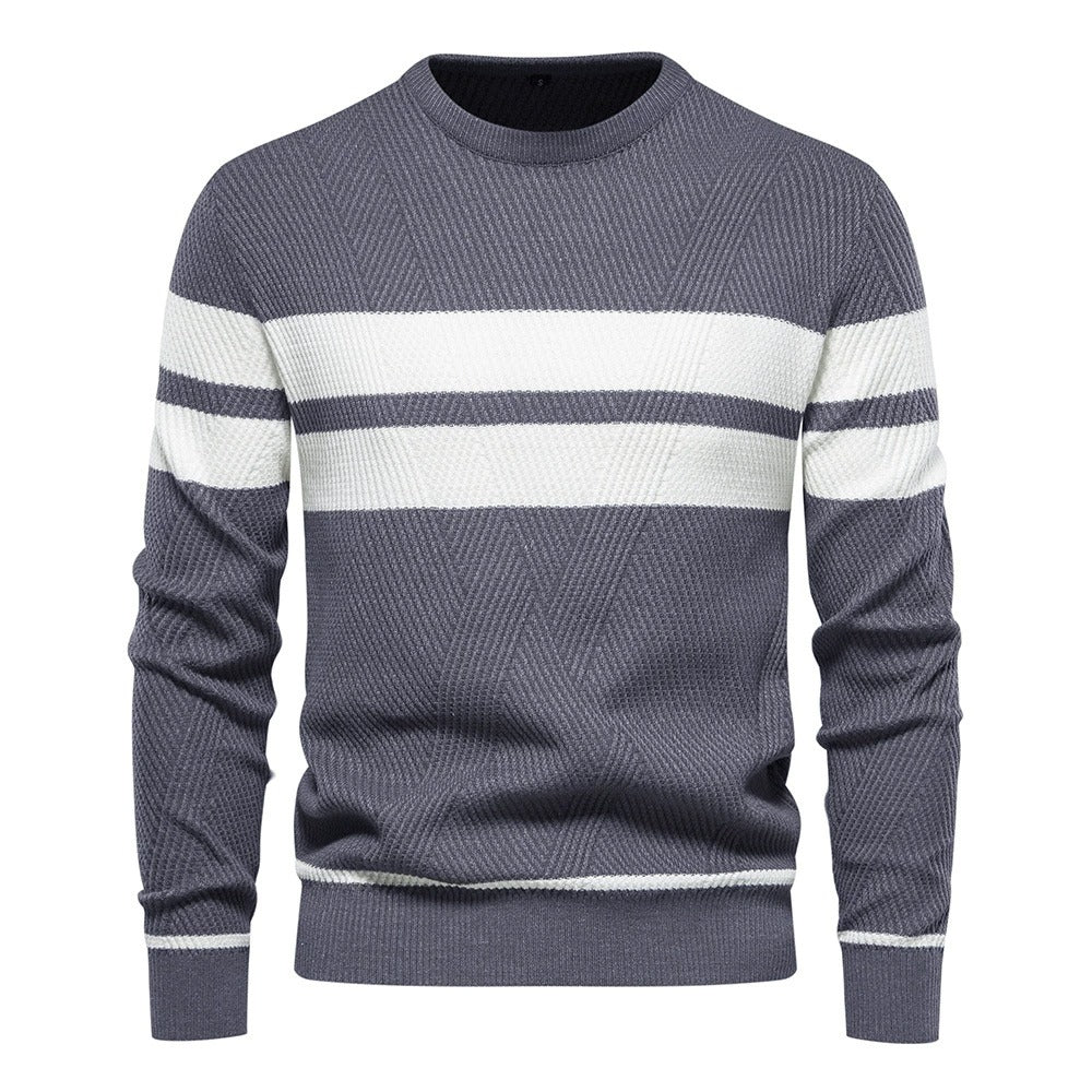 Men's Casual Striped Crew Neck Sweater