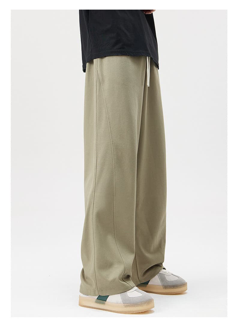Panelled Twill Relaxed Straight-Leg Pants