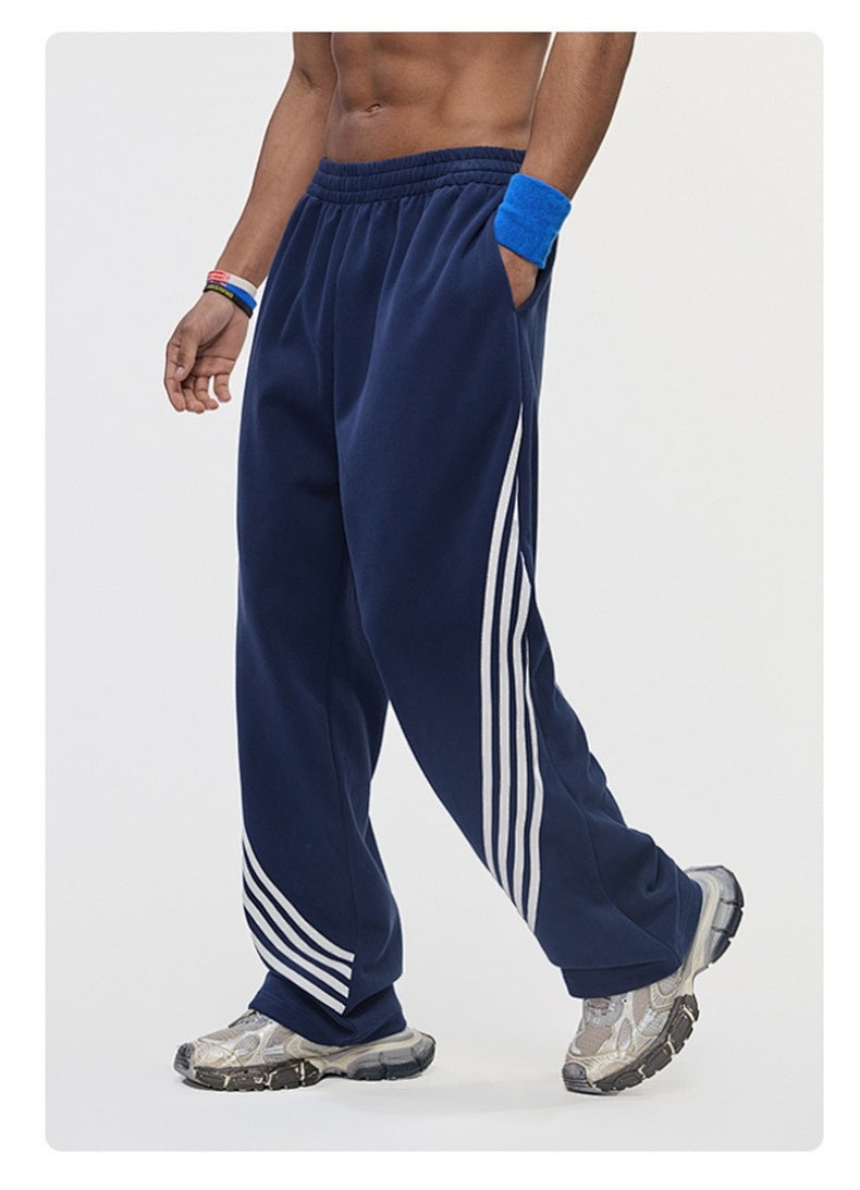 Color-Block Striped Wide-Leg Drawstring Pants
