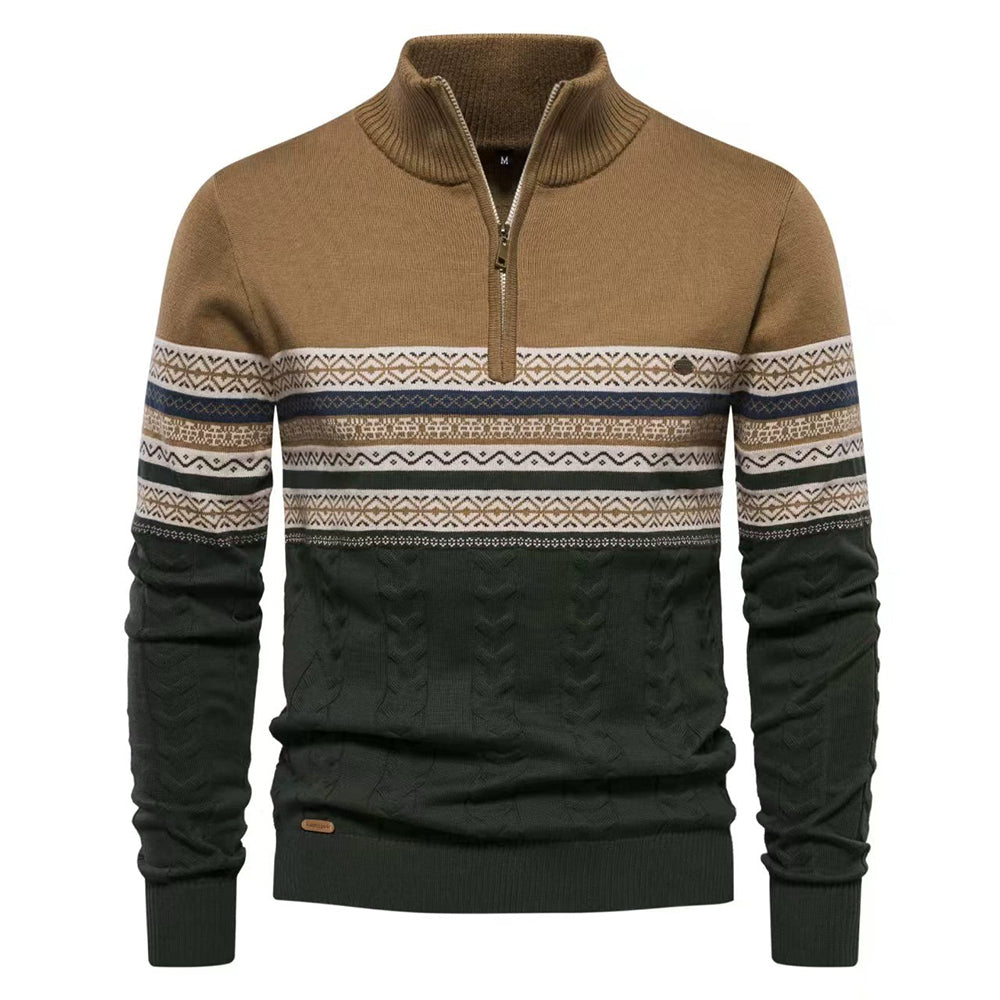 Men's Half-Zip Stand Collar Polo Sweater