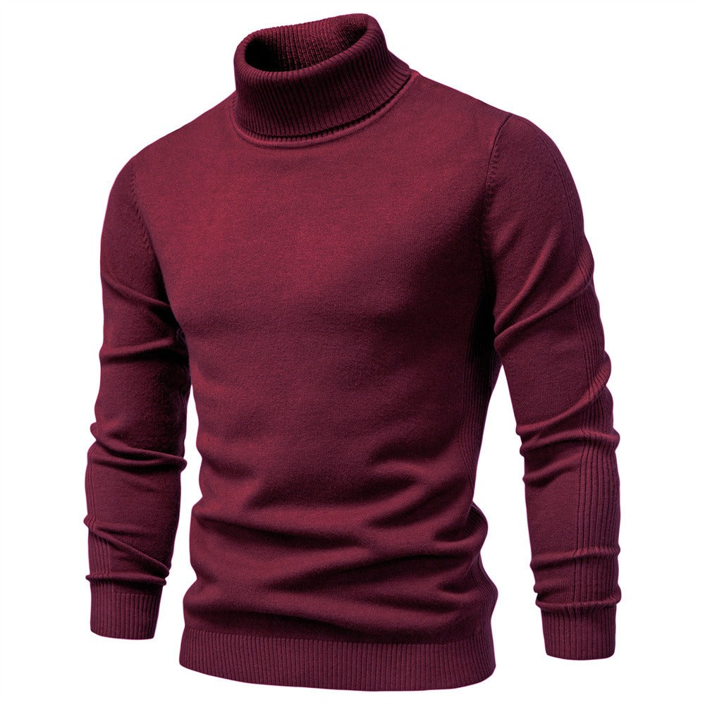 Men’s Solid Color Turtleneck Knit Sweater