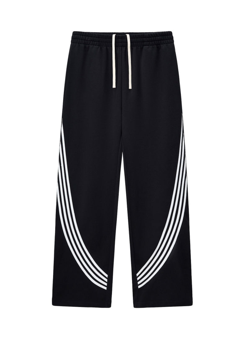 Color-Block Striped Wide-Leg Drawstring Pants