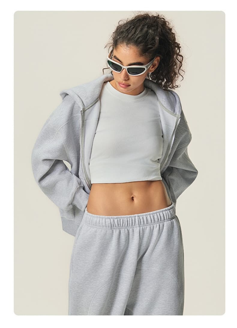 Boxy Fleece Zip Up Hoodie
