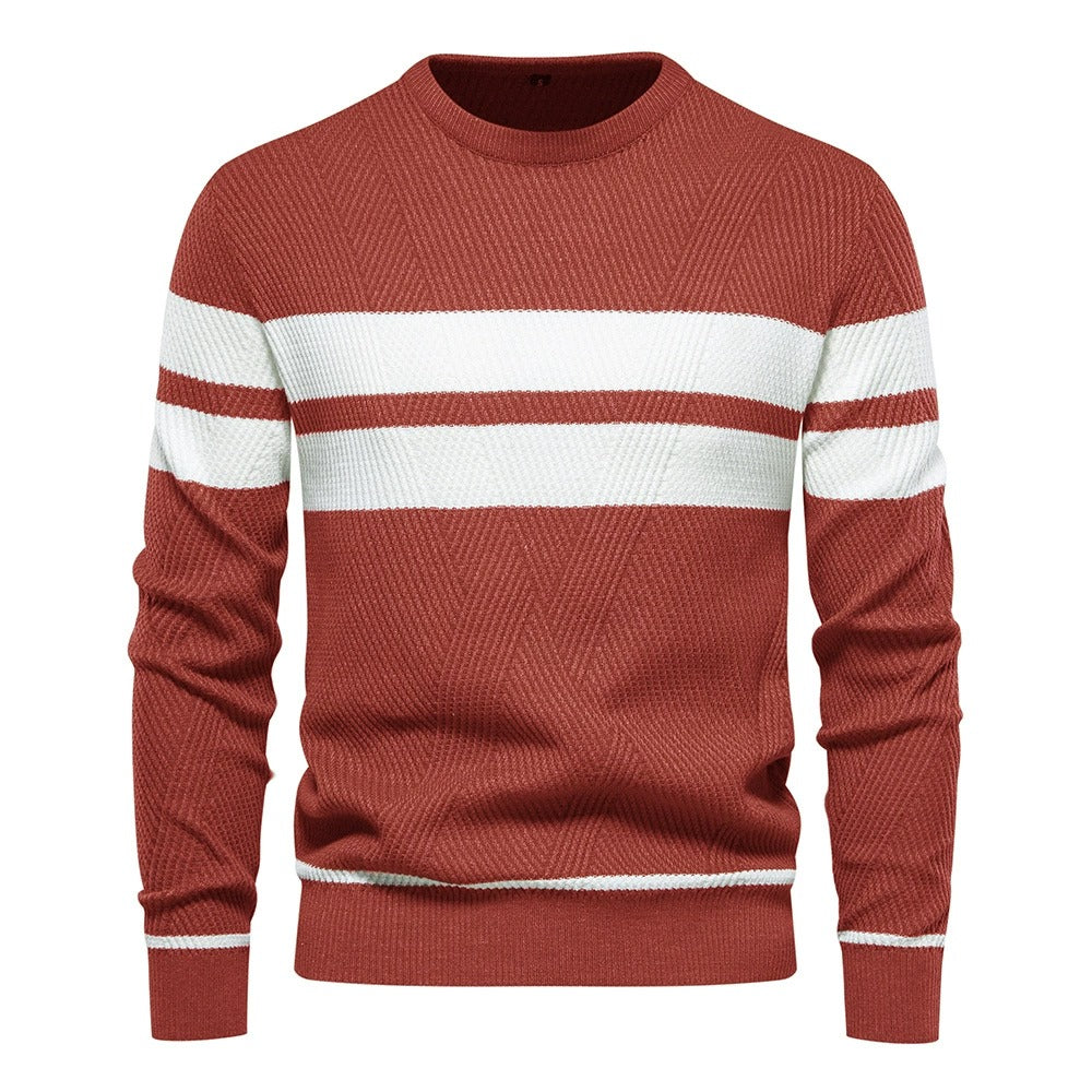Men's Casual Striped Crew Neck Sweater