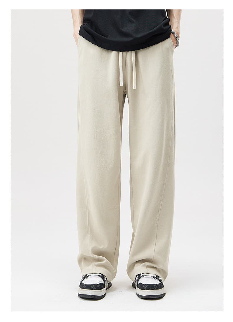 Panelled Twill Relaxed Straight-Leg Pants
