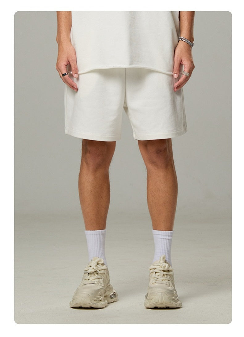 Washed Heavyweight Casual Drawstring Shorts