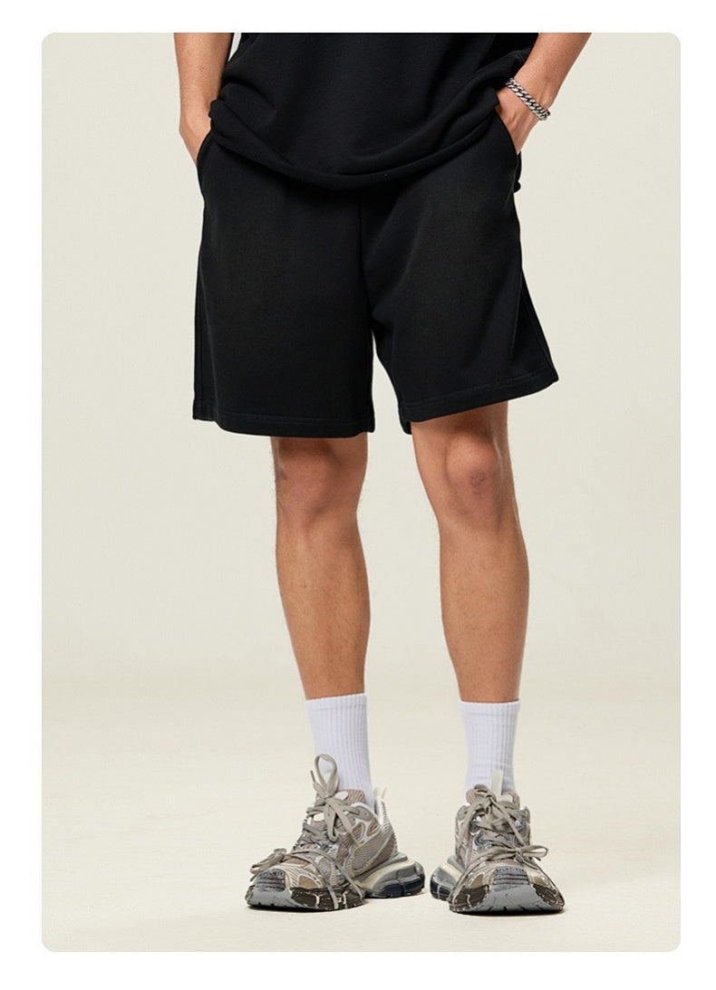 Washed Heavyweight Casual Drawstring Shorts