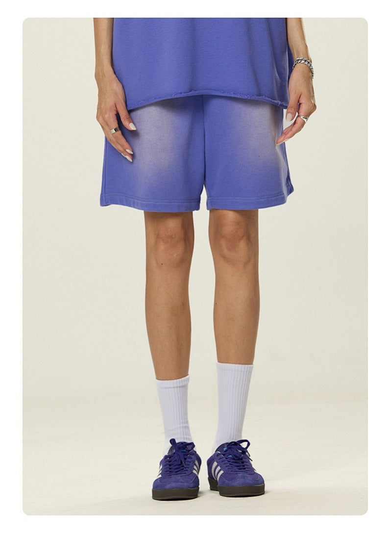 Washed Heavyweight Casual Drawstring Shorts